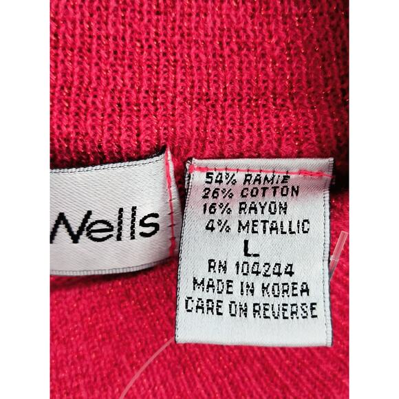 Baxter Wells Metallic Thread Sweater Women's Sz L Red Long Sleeve Mock Neck - Picture 13 of 16